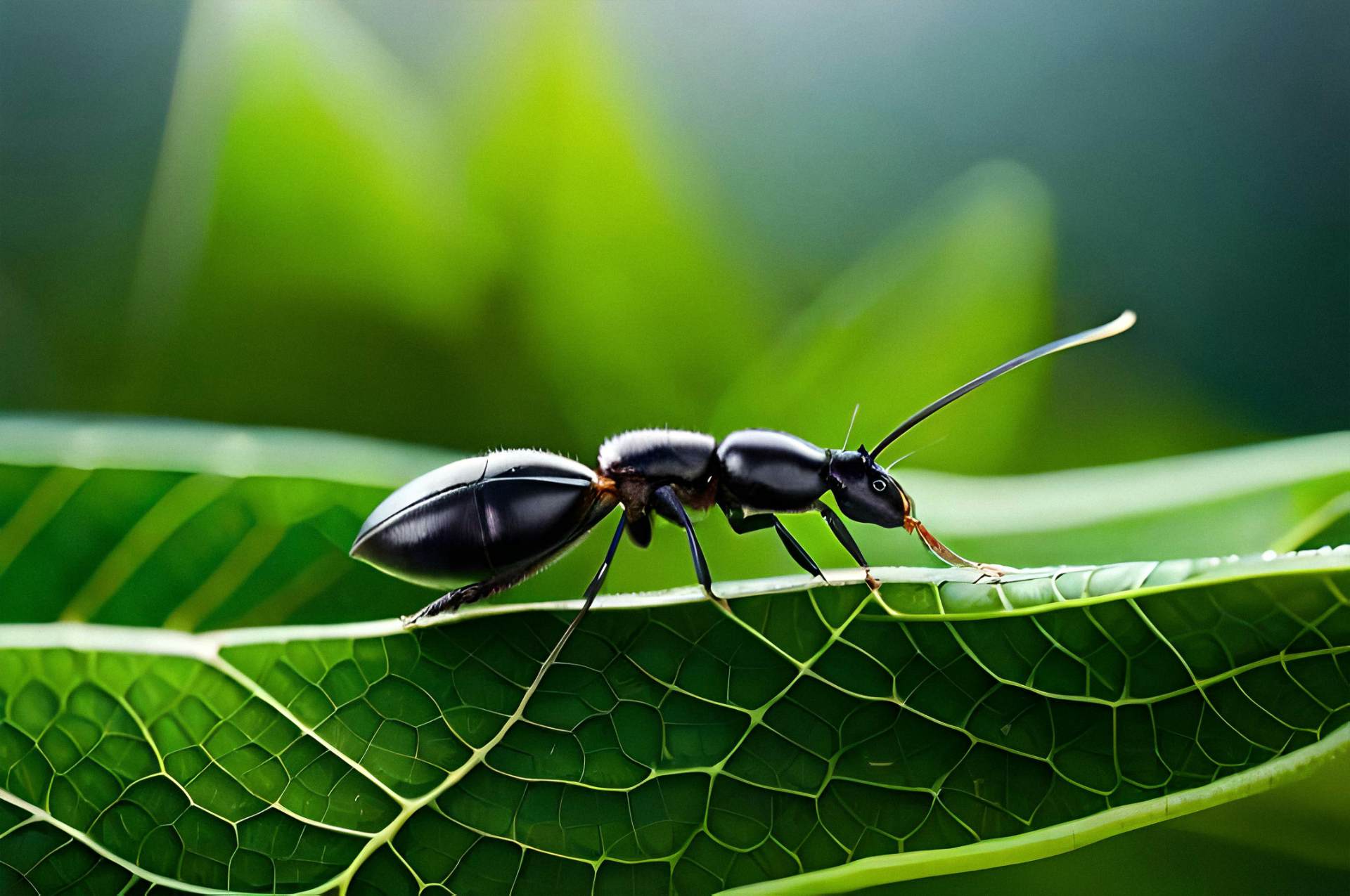 Image de fourmis sur une feuille, illustrant une infestation courante que Sauvequipik traite efficacement avec ses solutions de désinsectisation à Chelles.