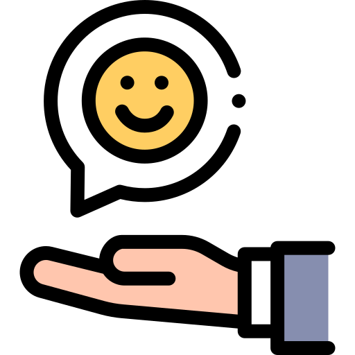 Image graphique d'une main tenant un emoji souriant, représentant la satisfaction client, illustrant l'engagement de Sauvequipik à offrir des services d'extermination de qualité et personnalisés à Chelles.